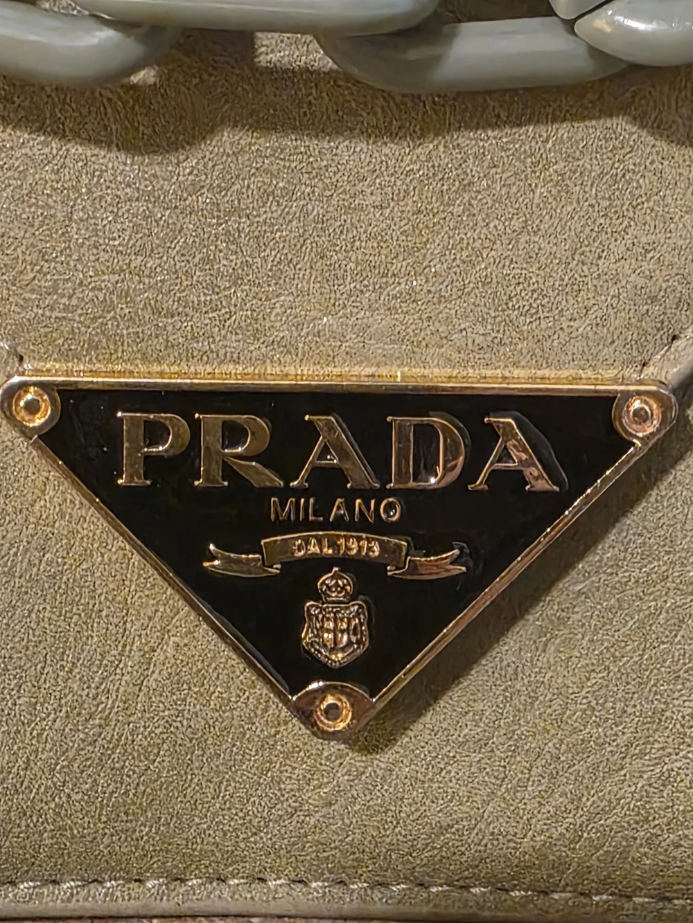 PRADA Green Chain-Accent Crossbody Bag